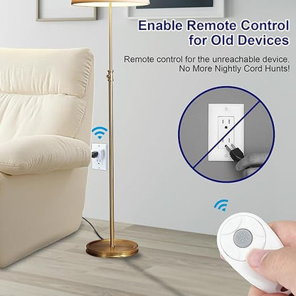 Greencycle Remote Control Outlet,2 Wireless Light Switches and 1 Outlet Plug,Remote Outlets Switch,No Wiring Needed,500ft Range Coverage,15A/1500W for Lamps,Fans,TV,FCC Certified, White