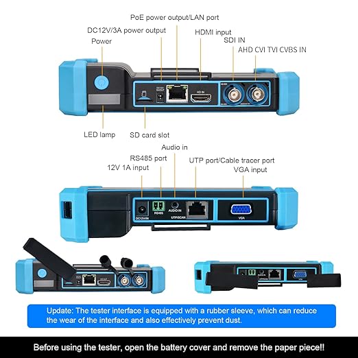 Upgraded 8K IP Camera Tester with PoE, WANLUTECH CCTV Test CVI TVI AHD SDI Analog Camera Test 5.4inch Touchscreen Cable Tracer RJ45 Cable TDR Test RS485 HDMI in VGA in (IPC-5200C Plus)