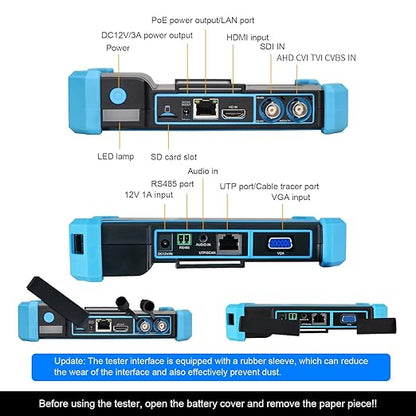 Upgraded 8K IP Camera Tester with PoE, WANLUTECH CCTV Test CVI TVI AHD SDI Analog Camera Test 5.4inch Touchscreen Cable Tracer RJ45 Cable TDR Test RS485 HDMI in VGA in (IPC-5200C Plus)
