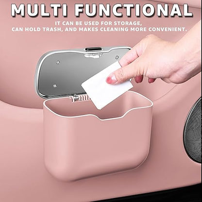 HOLDCY Car Trash Can, Waterproof Multi‑Functional Auto Trash Bin for Door/Console/Seat Back, Universal Vehicle Garbage Can for Car/Truck/SUV Drivers (Pink)