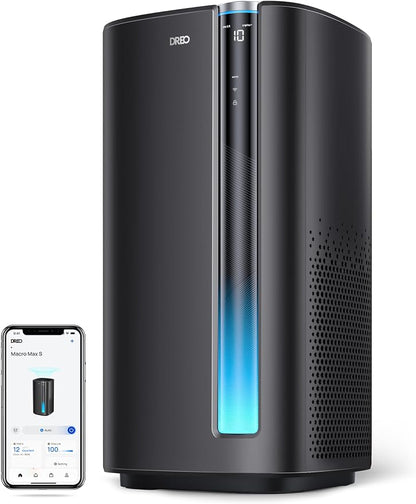 DREO Smart Air Purifier for Home, Washable Pre-Filter, Large Rooms Air Cleaner with Wi-Fi/Voice/Alexa,Smoke,Dust,Pollen,Odor,PM2.5 Quality Monitor, 4 Speeds & Auto/Turbo/HEPA Sleep Mode, DR-HAP003AS