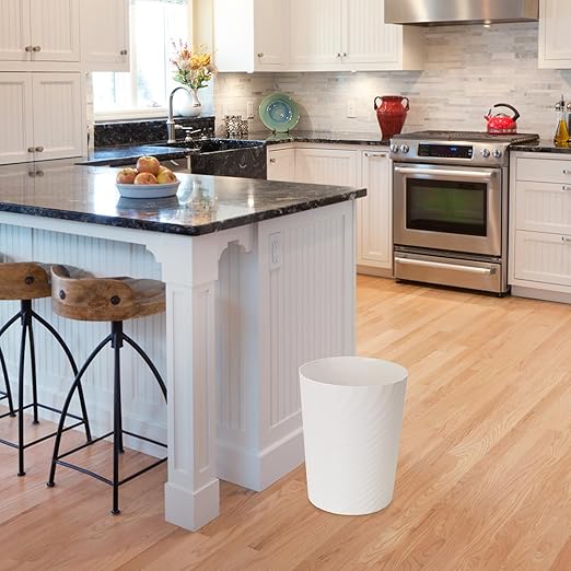Small Plastic Trash Can - 1.8 Gallon - White - Wastebasket Garbage Can Container