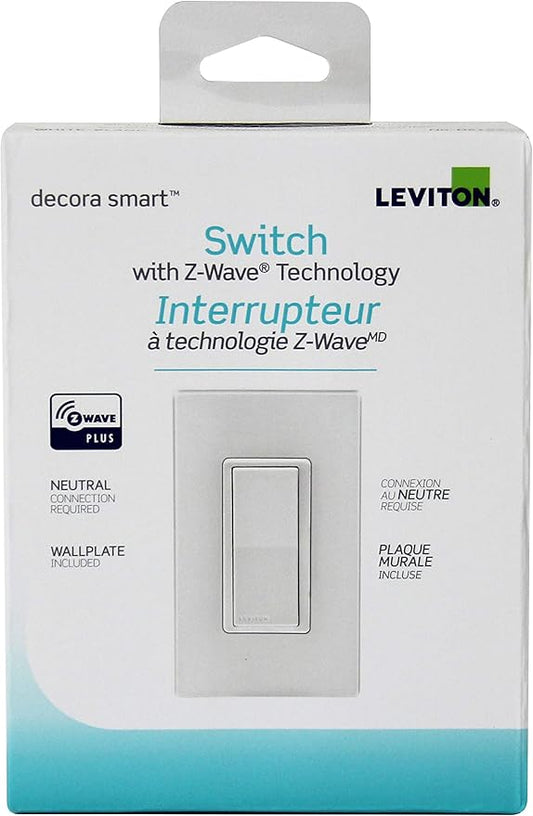 Leviton Decora Smart Switch with Z-Wave Technology, DZ15S-R52, White with Ivory and Light Almond Faceplates