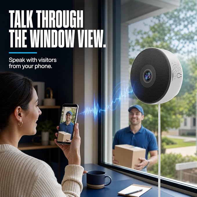 2 Pack Window Security Camera, 2K Smart Window Camera with Color Night Vision , Stick On Window Cameras for Home Security With 5G & 2.4G Dual Band, Two Way Audio Camera for Window, Motion Detection