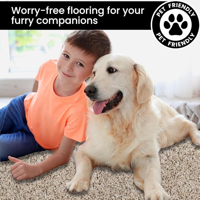 Smart Squares Easy Street Premium Plush Carpet Tiles, Made in USA – 18x18 Peel and Stick Floor Tiles with Attached Padding – Seamless DIY Carpet Squares (2.5 Sq Ft, 1 Tile, 720 Oxford)