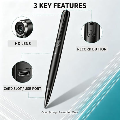 Mini Camera Pen 1080P HD Security Cam Nanny Camera with Loop Recording