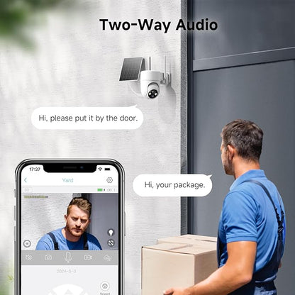 Oculview 2K Solar Security Cameras Wireless Outdoor, 2PCS Outdoor Camera Wireless with 360° View, Cameras for Home Security with Color Night Vision, Only Support 2.4GHz Wi-Fi