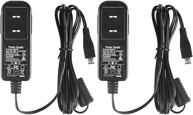 5V 2A Micro USB Power Supply Wall Charger AC/DC Adapter Universal Power Adapter, 5Vlot 2Amp Power Adapter with Plug Micro USB for Security Camera IPC, 2 Pack