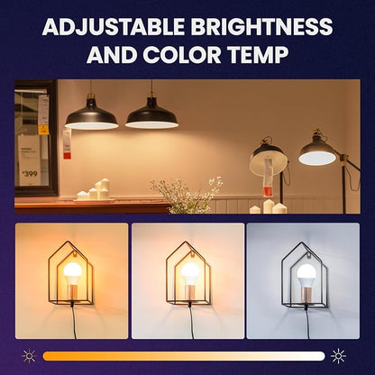 Smart LED Light Bulb, 9W, RGB Color Changing, Music Sync, 806LM, Compatible with Alexa & Google Home, App Control，4 Pack