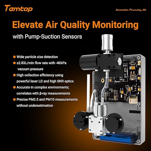Temtop PMD331 Professional Particle Counter, 7-Channel Handheld Laser Dust Monitor (0.3-10μm), ISO 21501-4 Certified for Cleanroom, Laboratory & HVAC, 2M+ Data Logger with RS485 Modbus