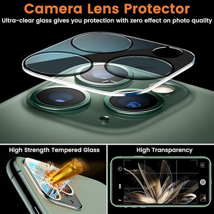 Lesakit 3+3 Pack Privacy Screen Protector for iPhone 11 Pro Max 6.5-Inch with 3 Pack Camera Lens Protector, Anti Spy Tempered Glass Film 9H Hardness Bubble Free Case Friendly