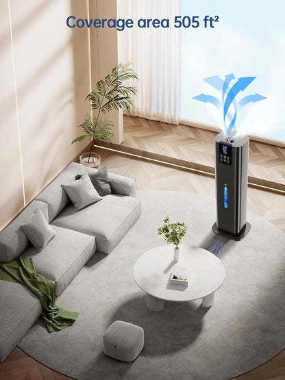 Hiswelle 8L Smart Humidifier for Large Room Bedroom, Cover up to 505ft², Easy Top Fill, Remote & APP Control, Aroma Box, RGB Light, Last 48 Hours Suitable for Indoor Plant, Office, Home