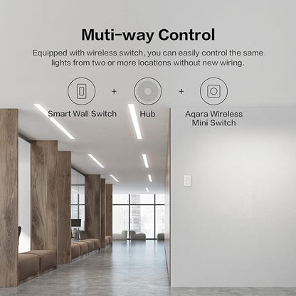 Aqara Smart Light Switch (with Neutral, Double Rocker), Requires AQARA HUB, Zigbee Switch, Remote Control and Set Timer for Home Automation, Compatible with Apple HomeKit, Alexa