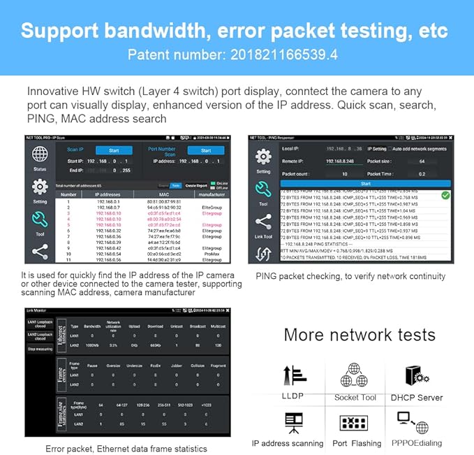 EVERSECU CCTV IP Camera Tester Monitor with Cable Tracer, 8MP AHD CVI TVI CVBS IP Camera Test 4K HD Display Video Monitor 5inch IPS Touch Screen IPC Tester with POE PTZ WiFi RS485 HDMI & VGA Input