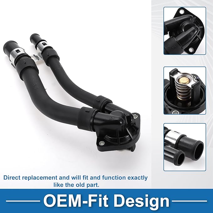 Car Thermostat No.1322000015 Engine Coolant Thermostat Housing Assembly for Mercedes Benz for Smart Fortwo 2008-2015 Plastic Black Durable