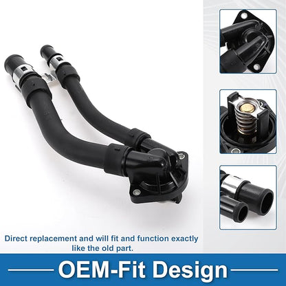 Car Thermostat No.1322000015 Engine Coolant Thermostat Housing Assembly for Mercedes Benz for Smart Fortwo 2008-2015 Plastic Black Durable