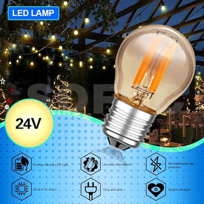 SOFOC G45G LED Bulb 24V DC E27 Base Outdoor Solar Lights Warm Yellow 2200K Classic 4W Low Voltage Light 400LM High Color Rendering Vintage Edison Style Bulb No Dimmable 1Pcs