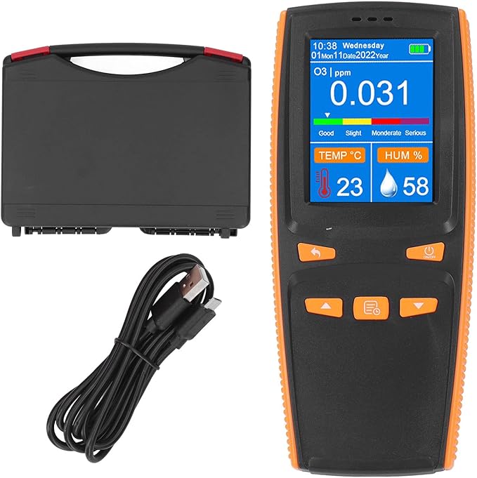 Meter Detector, 2.8 inch LCD Display Air Detector Handheld Air Quality Pollution Monitor Portable Analyzer USBOzone Concentration Tester for Home Industry Indoor Outdoor