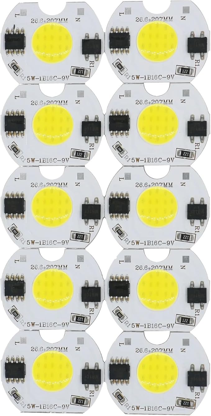 10pcs LED COB lamp Bead 5W 9V COB Chip 220V Smart IC No Need Driver DIY Flood Light Led Bulb Spotlight Outdoor Chip Lamp(Warmwhite)