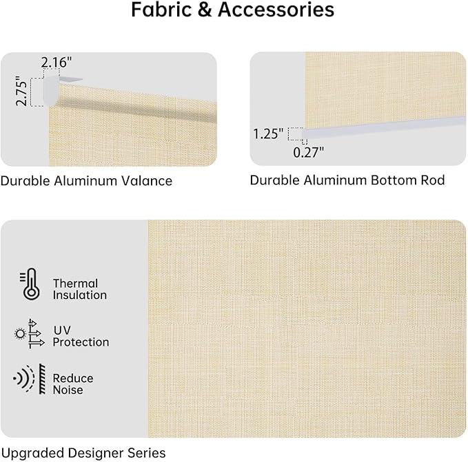Motorized Coupled Shades, Light Filtering Smart Blinds for Large Windows Automatic Blinds Compatible with Alexa, Electric Roller Shades Customized for Living Room Home Office(Light Coffe)