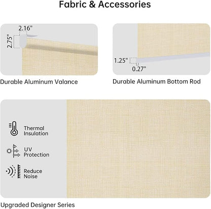 Motorized Coupled Shades, Light Filtering Smart Blinds for Large Windows Automatic Blinds Compatible with Alexa, Electric Roller Shades Customized for Living Room Home Office(Light Coffe)