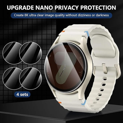 Suoman 4-Pack for Samsung Galaxy Watch 6/7/FE 40mm Privacy Screen Protector, [Anti-peeping] 9H Hardness Ultra-thin Tempered Glass Screen Protective Film