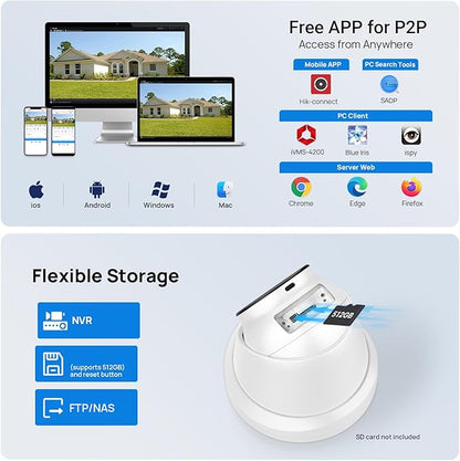 VIKYLIN 5MP PoE IP Camera with Red Blue Strobe Flash Light Alarm, Active Deterrent Security Camera, Full Color Night Vision, Two-Way Audio, Human Vehicle Detection,