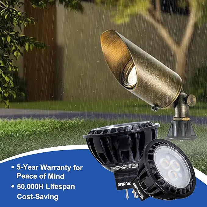 MR16 LED Bulb 2700K Warm White, 5W MR16 GU5.3 LED Bulb Aluminum, 400 Lumens, 12V Low Voltage Landscape Light Bulbs for Outdoor Landscape Lighting and Indoor Accent Lighting, 1 Pack