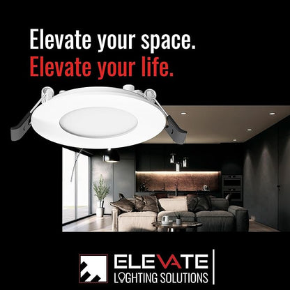 Elevate 6" Slim Canless LED Downlight, 7W/9W/12.5W — Ultra-Thin Recessed Fixture, 5CCT, IC Rated, Dimmable, Wet-Rated — Ideal for Kitchens & High Ceilings