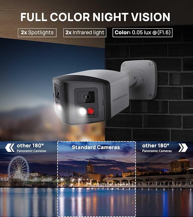 VIKYLIN 180° Dual-Lens 4K 8MP PoE IP Security Panoramic Bullet Camera,Two Way Audio, AI Human Vehicle Detection Trigger Color Night Vision, SD Card (512GB),NDAA Complaint