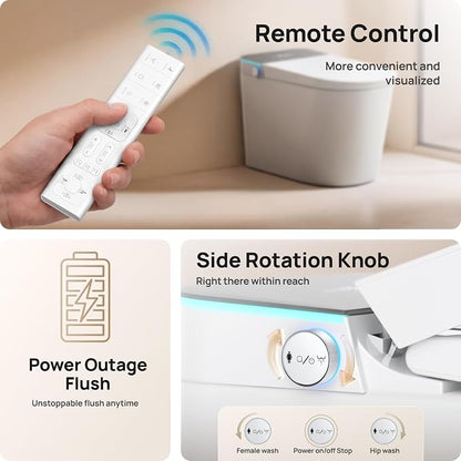Smart Toilet with Bidet Built-in: Super Gentle Wash Bidet Toilet with Dryer