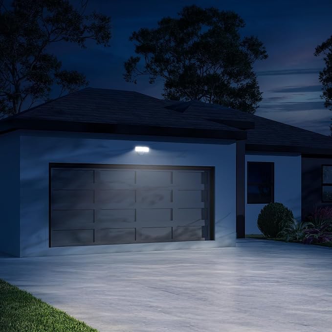 Feit Electric LED Motion Sensor Flood Light, 2000 Lumens Dual-Head Security Light, 5CCT (2700K–6500K), Dusk to Dawn Outdoor Light, Adjustable Brightness, Weatherproof Wall/Eave Mount, S9DFL/5CCT/MM/WH
