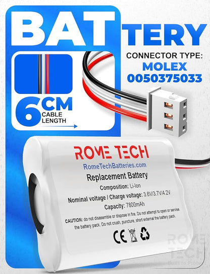 Rome Tech for ADT Command Smart Security Panel, URGENEX ADT, Honeywell – ADT Battery Replacement 3.6V/3.7V/4.2V 7800mAh Lithium-Ion Rechargeable Backup Power