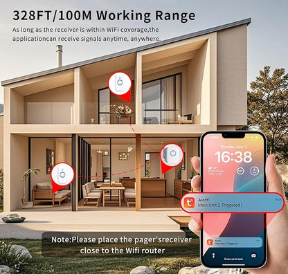 WiFi Wireless Caregiver Pager Call Button for Elderly at Home, App Control Medical Alert System for Seniors Patients Disabled Monitoring, Home Nursing Care Facility Use (Only Supports 2.4GHz WiFi)