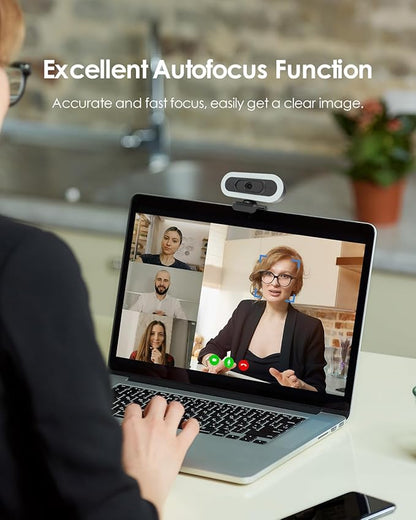 2K 50FPS Webcam for PC/Mac, Computer Camera with Fill RGB Lights, 2 Noise-Canceling Microphone, Autofocus and Tripod for Meeting, Live Streaming, Video Calls, Gaming, Works with Zoom, Skype, Teams