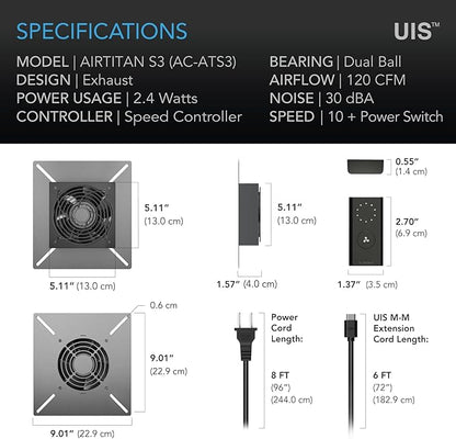 AC Infinity AIRTITAN S3, Ventilation Fan 6" with Speed Controller, IP-55 Rated for Crawl Space, Basement, Garage, Attic, Shed, Hydroponics, Grow Tents