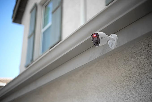 Swann Add-On DVR Flashing Light Bullet Security Camera with Sensor Spotlight, 4K UHD Video, Indoor or Outdoor Design, Dusk to Dawn Color Night Vision Plus True Detect Heat and Motion Detection