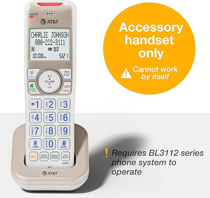 AT&T BL3112-0 Additional Handset for BL3112 Series Cordless Phones – Champagne Gold/White, Expandable DECT 6.0, Smart Call Blocker, Bluetooth Connect to Cell Compatible
