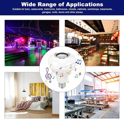 AYNEFY Music Bulb, Smart Music LED Bulb RGBW Color Changing LED Speaker Light E26 Base Remote Control with 12 Color Lights for Home Bar Bedroom Restaurant