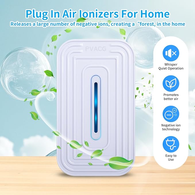 3 Pack 2026 Upgraded Plug in Air Ionizers for Home,Ionic Air Purifier for Home Office Bedroom Bathroom Living Room Quiet and Portable Air Freshener for Bedroom(3,White)
