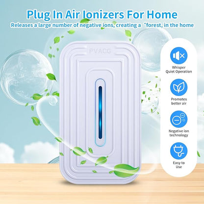 3 Pack 2026 Upgraded Plug in Air Ionizers for Home,Ionic Air Purifier for Home Office Bedroom Bathroom Living Room Quiet and Portable Air Freshener for Bedroom(3,White)