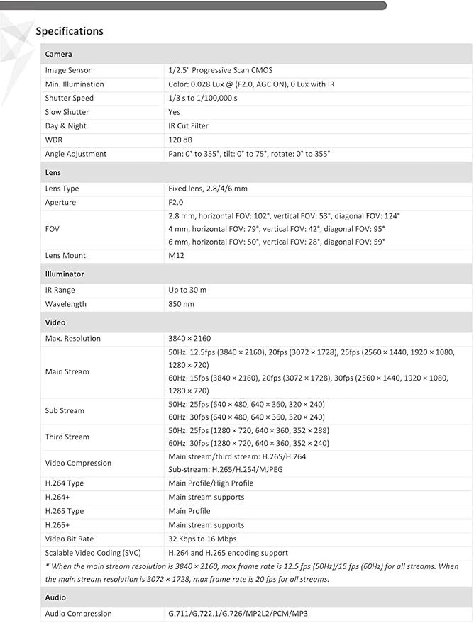 DS-2CD2183G2-IU Acusense 4K 8MP IP Camera Outdoor, 2.8mm PoE Dome with Audio, Built-in Microphone, WDR, IP67 IK10, H.265+, Human Detection, Support Firmware Upgrade, Work with Ⲏіkconnect Black
