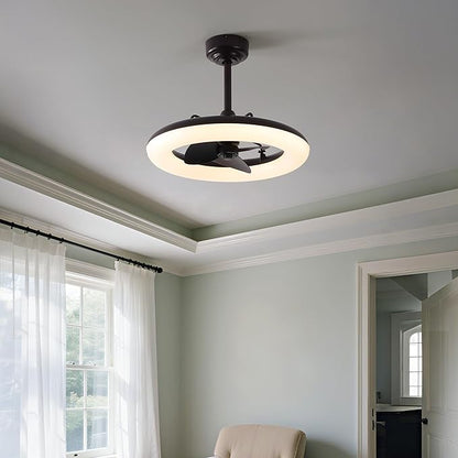 OVAL AIR AIR8001A Piero 21.5" Contemporary Minimalist 6-Speed Metal Mobile-App/Remote-Controlled Dimmable Smart Integrated LED Ceiling Fan Bedroom, Living Room, Dining Room, Deep Espresso Bronze