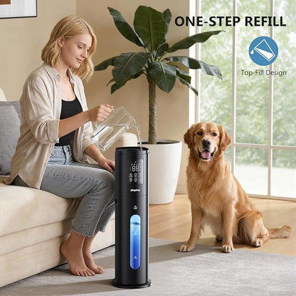 Humidifiers for Bedroom Large Room Humidifiers for Home,7L/1.85Gal Large Humidifier with Smart App & Remote Control, 4 Mist Levels Cool Mist Humidifiers Black