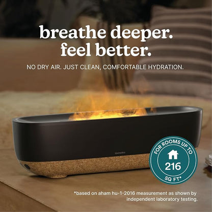 Homedics Fireside Ultrasonic Humidifier, 0.26-Gal, Visible Flame-Effect
