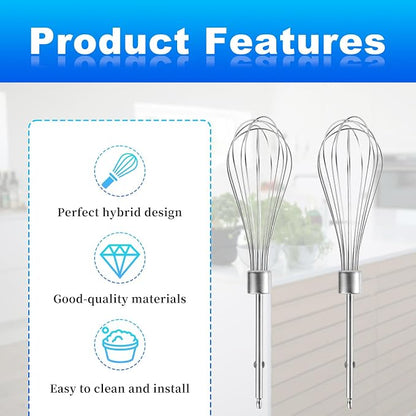 2pcs Hand Mixer Beaters Attachments Compatible with MX600B MX3200B MX1500W | Hand Mixer Beaters Attachments Compatible with MX Series Electric Hand Mixers for Cooking and Baking