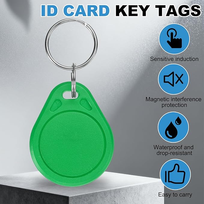 PATIKIL 10 Pcs 13.56MHz CUID Writable Rewritable Smart Key Fobs, Clone IC Key Fob Tags Blank Smart Card Key Classic 1K for Entry Access Control System, Green