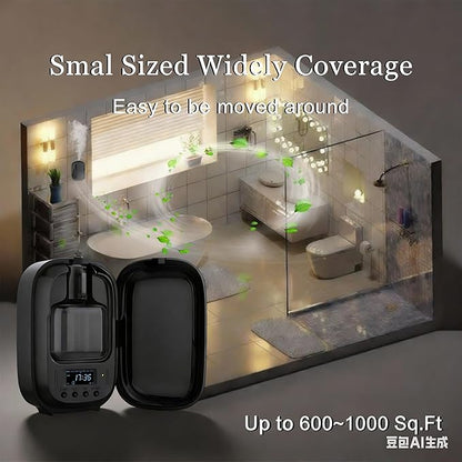 Waterless Oil Diffuser,Home Aromatherapy Scent Diffuser with APP & Timer|Whole House Oil Air Diffusers for Large Room,Office,Hotel Collection Use,Cover up to 1500 sq.ft-150ML,Compact,Quiet,Balck