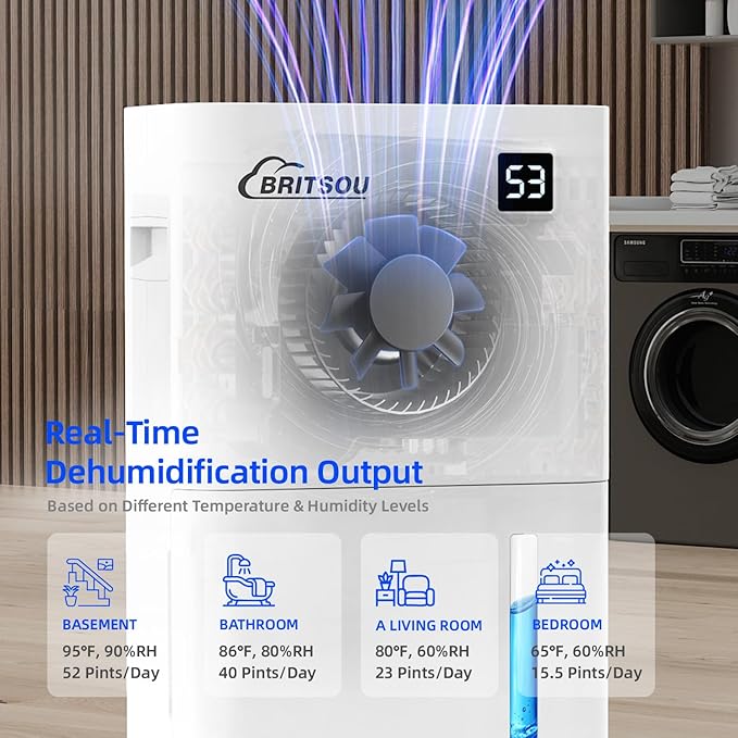 50 Pints Dehumidifier for Basement with Drain Hose - Quiet Smart Operation with 3 Modes, 24HR Timer - Ideal for Home Bedroom, Bathroom, Small to Large Rooms