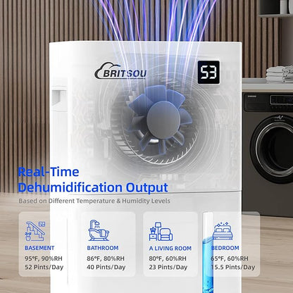 50 Pints Dehumidifier for Basement with Drain Hose - Quiet Smart Operation with 3 Modes, 24HR Timer - Ideal for Home Bedroom, Bathroom, Small to Large Rooms